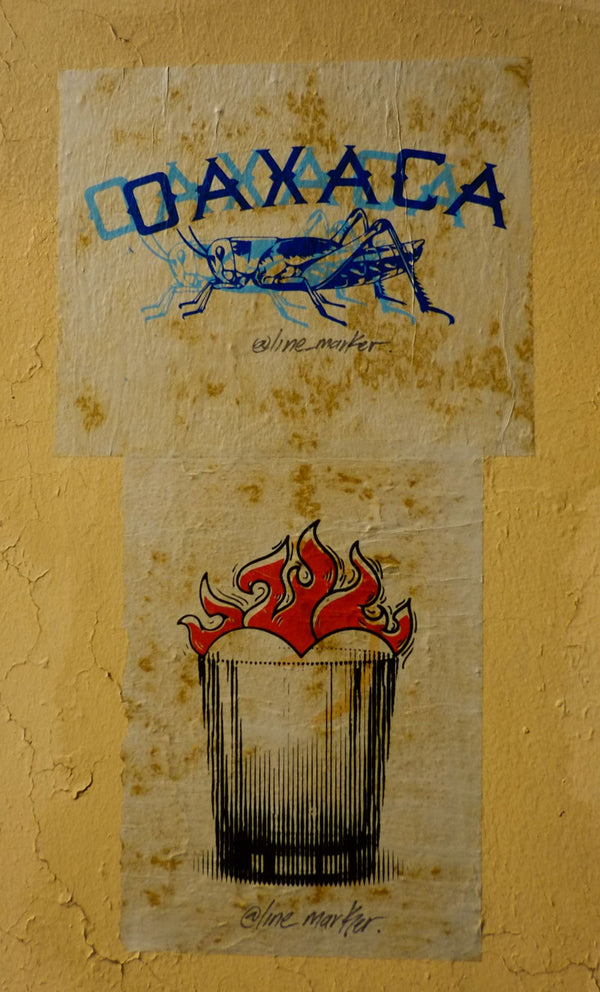 Oaxaca Streetart showing a Laepoca Mezcal Cocktail.