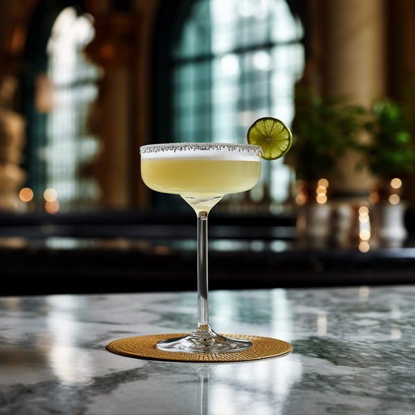 Mezcal Margarita Cocktail mit Limette und Salzrand, hergestellt mit LÆPOCA Mezcal Espadín