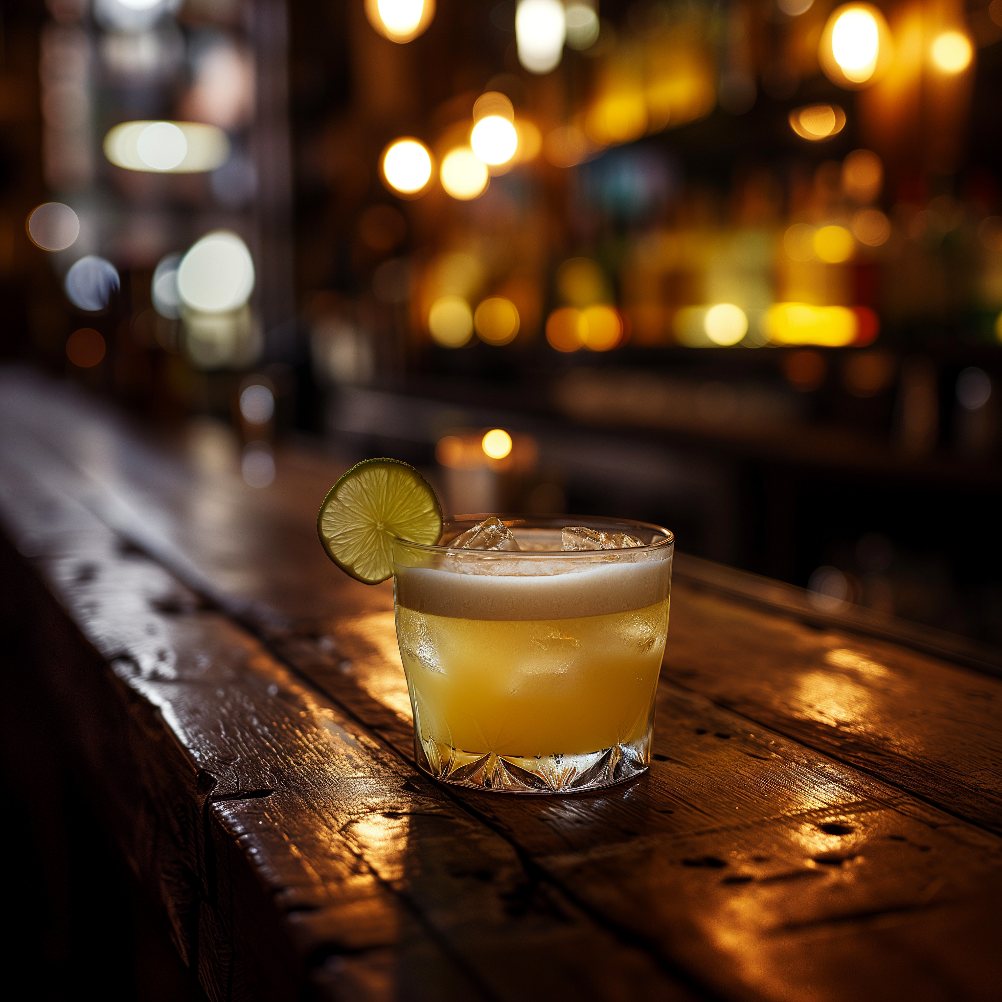 Sour Cocktail auf einer Bar mit Laepoca Mezcal