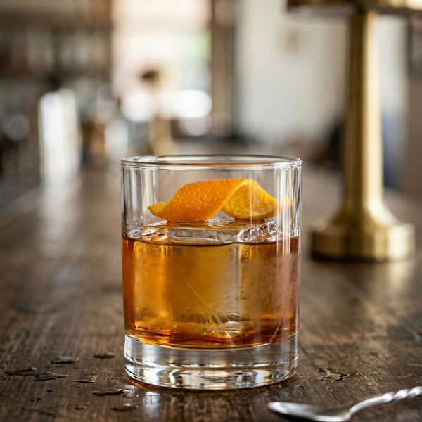Oaxaca Old Fashioned Cocktail mit Mezcal und Tequila Reposado im Rocks-Glas