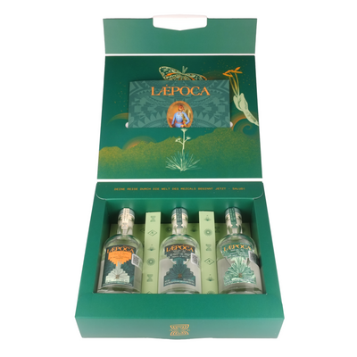 LÆPOCA Mezcal Premium Tasting-Set | Von Mexiko in die Alpen | Handgefertigt | Joven & Artesanal | 3 x 100 ml | Espadin 38% vol. | Ensamble 46% vol. | Cuishe 46% vol.