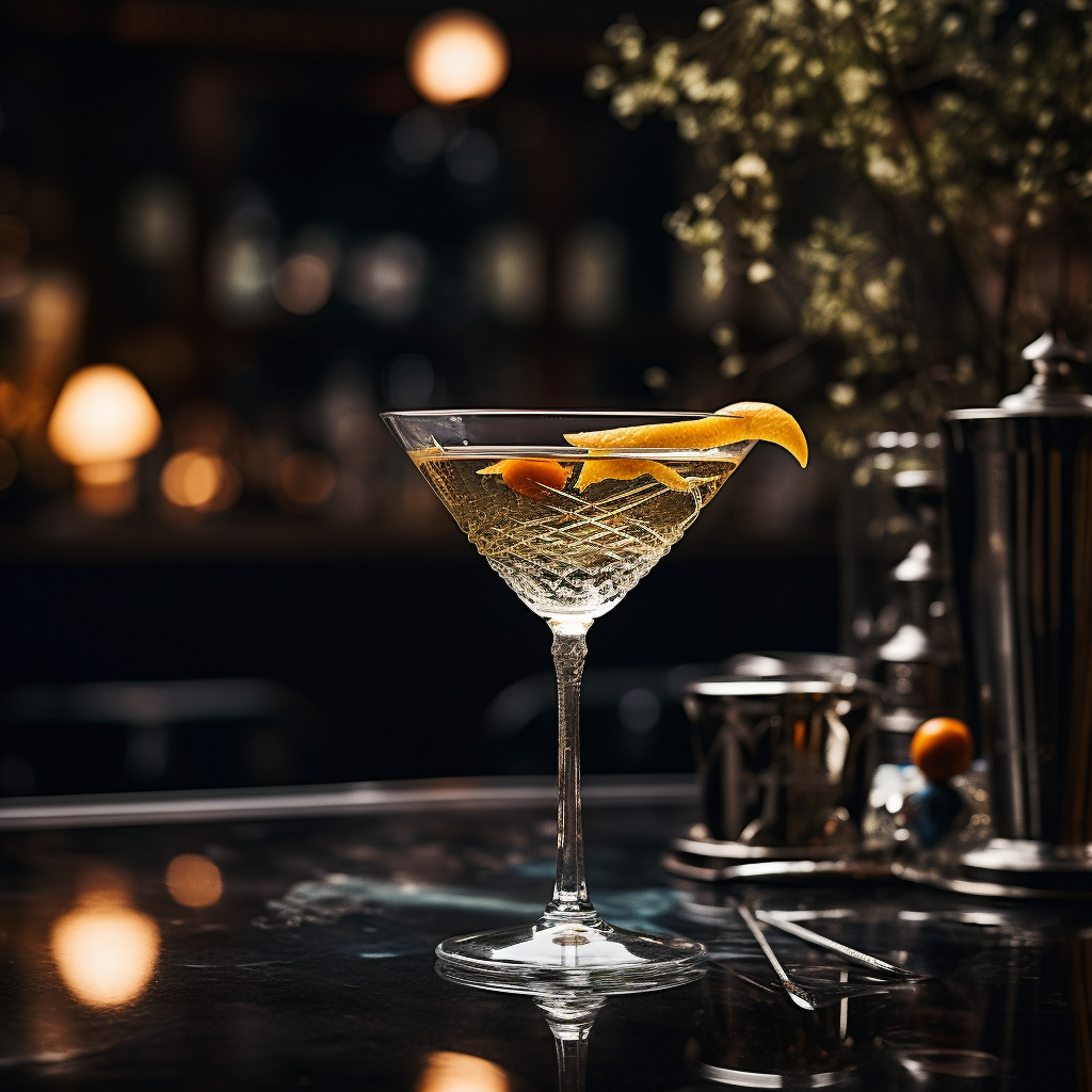 Martini Cocktail auf einer Bar mit Laepoca Mezcal